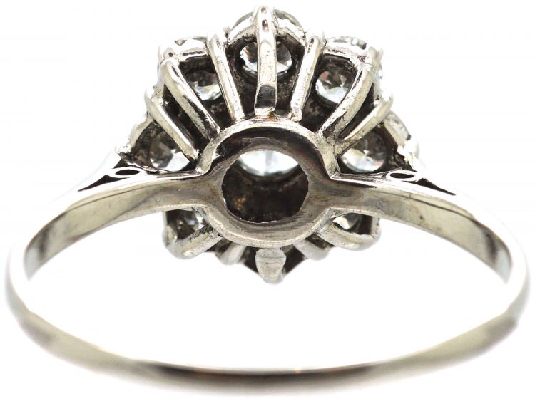 1950s Large Platinum & Diamond Cluster Ring