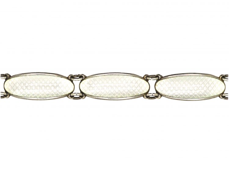Mid Century Silver & White Enamel Bracelet by David Andersen