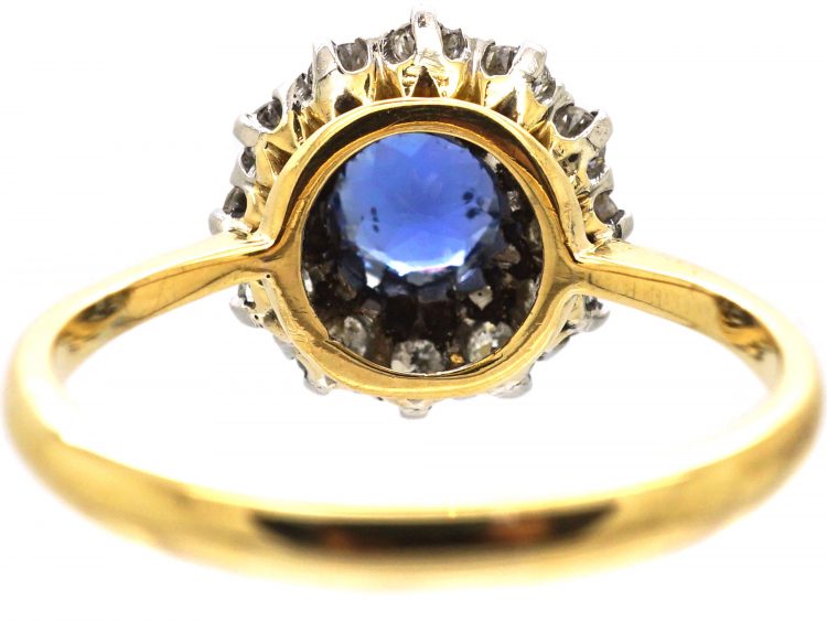 Retro 18ct Gold, Sapphire & Diamond Cluster Ring