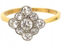 Art Deco 18ct Gold & Platinum, Diamond Shaped Ring set with Diamonds
