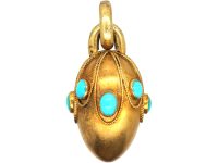 Victorian 15ct Gold & Turquoise Egg Pendant