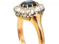 French 18ct Gold, Sapphire & Diamond Cluster Ring