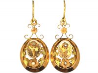 French 19th Century 18ct Three Colour Gold Earrings set with Natural Pearls