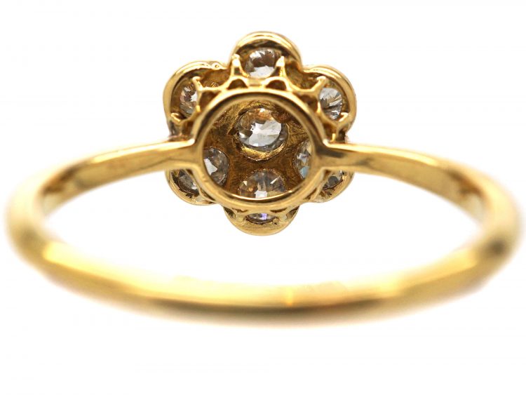 Edwardian 18ct Gold & Platinum Daisy Cluster Diamond Ring