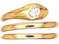 Edwardian 15ct Gold Coily Snake Ring with Diamond Detail
