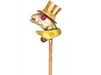 Edwardian 18ct Gold Novelty Fish with Top Hat Tie Pin