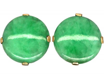 Art Deco 18ct Gold Jade Earrings