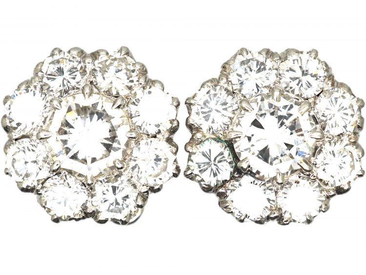18ct White Gold, Diamond Cluster Earrings