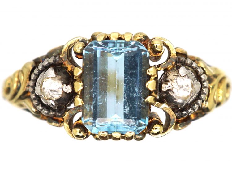 Early 20th Century 14ct Gold, Aquamarine & Diamond Ring