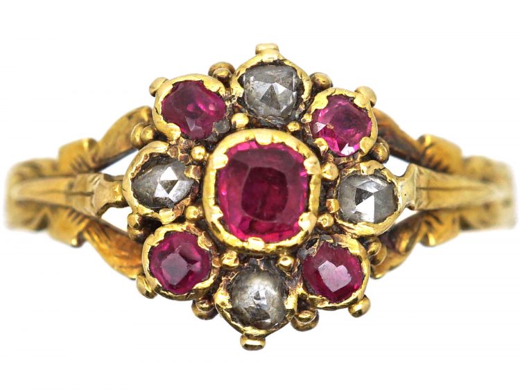 Regency 18ct Gold, Ruby & Diamond Cluster Ring