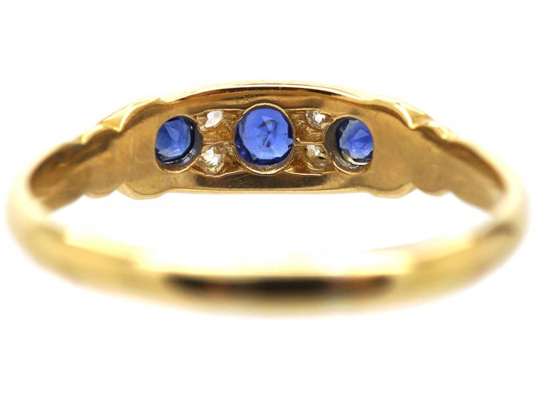 Victorian 18ct Gold, Sapphire & Diamond Boat Shaped Ring