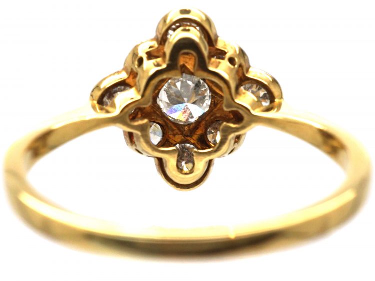 Art Deco 18ct Gold & Platinum, Diamond Shaped Ring set with Diamonds