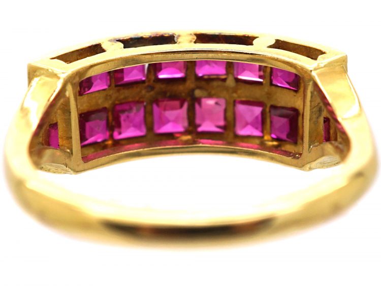 Art Deco 18ct Gold, Double Row Pink Sapphire Half Eternity Ring