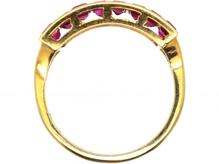 Art Deco 18ct Gold, Double Row Pink Sapphire Half Eternity Ring