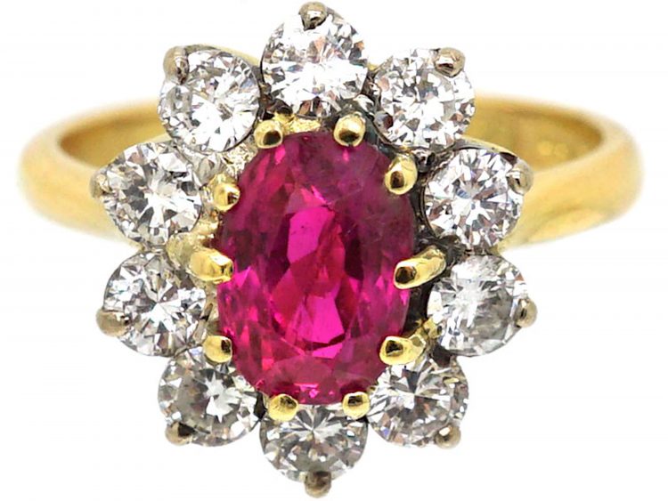 18ct Gold, Ruby & Diamond Cluster Ring by Boodle & Dunthorne