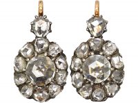 19th Century 18ct Gold,Silver & Rose Diamond Cluster Earrings