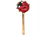 Edwardian 18ct Gold & Enamel Ladybird Tie Pin with Rose Diamond Eyes
