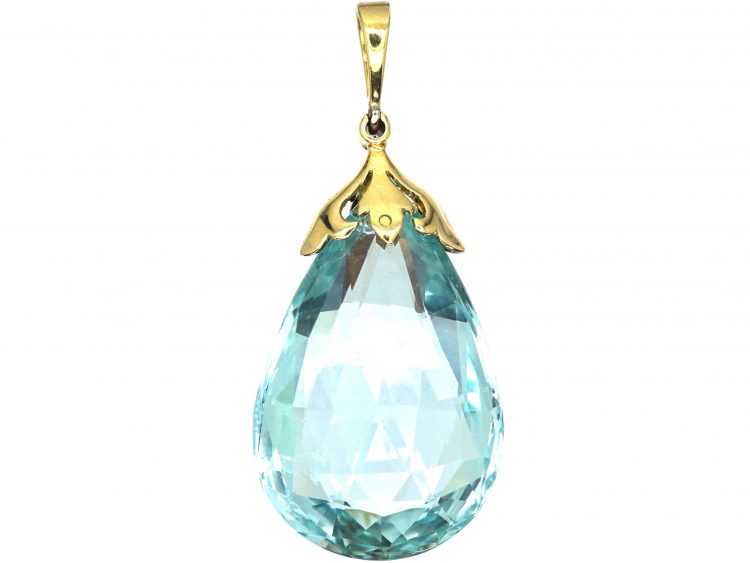 Art Deco Aquamarine & Diamond Pendant