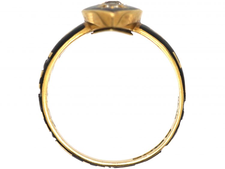 Edwardian 18ct Gold Marquise Shaped Memorial Ring set with Three Diamonds
