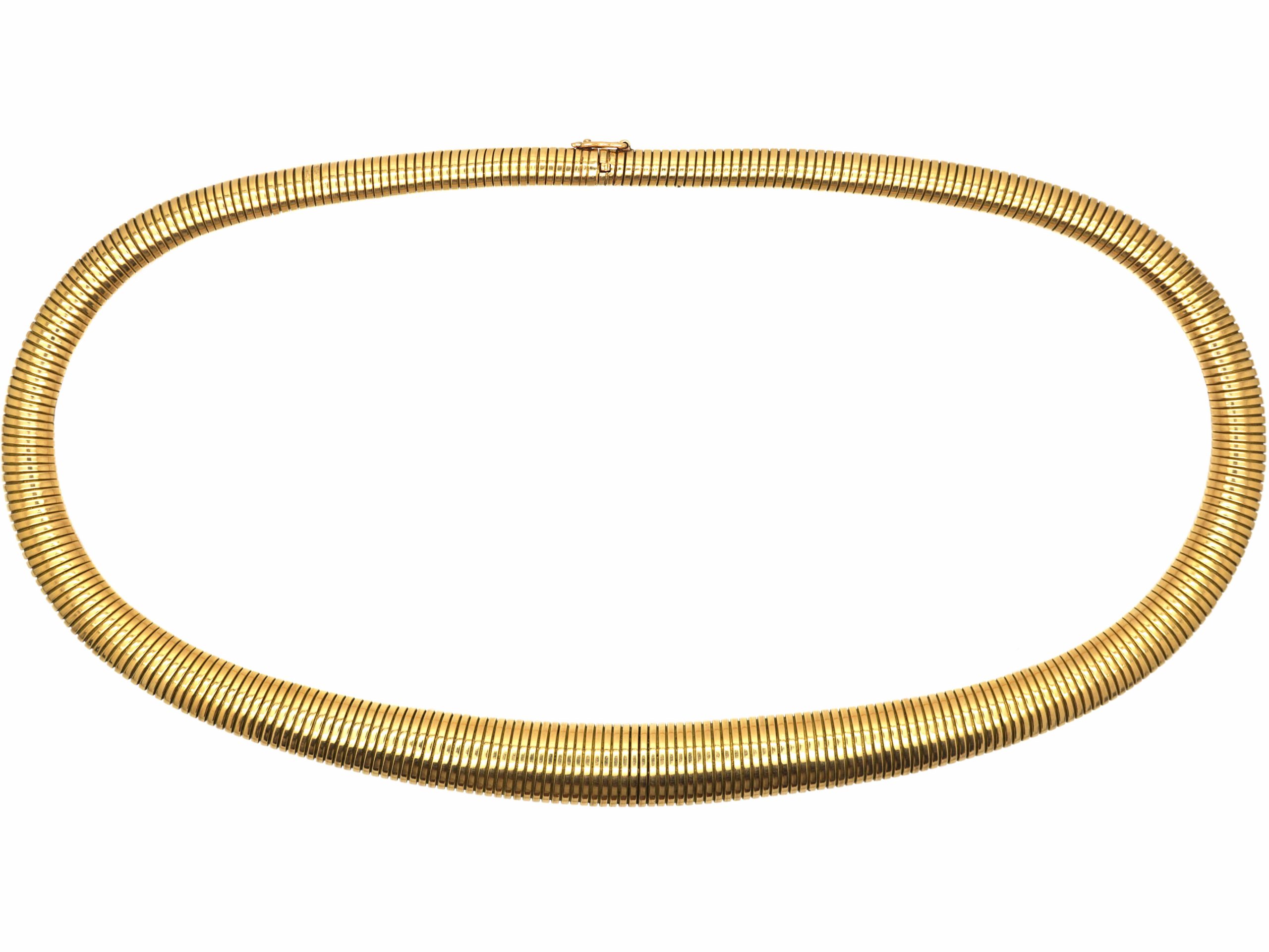 Retro 18ct Gold Tubo-Gas Collar (233T) | The Antique Jewellery Company