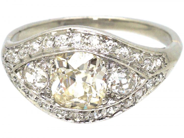 Art Deco Platinum & Old Mine Cut Diamond Ring