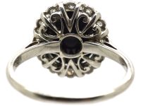 Art Deco 18ct White Gold & Platinum, Black Opal & Diamond Ring