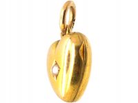 Edwardian 15ct Gold Heart Shaped Locket set with a Natural Split Pearl