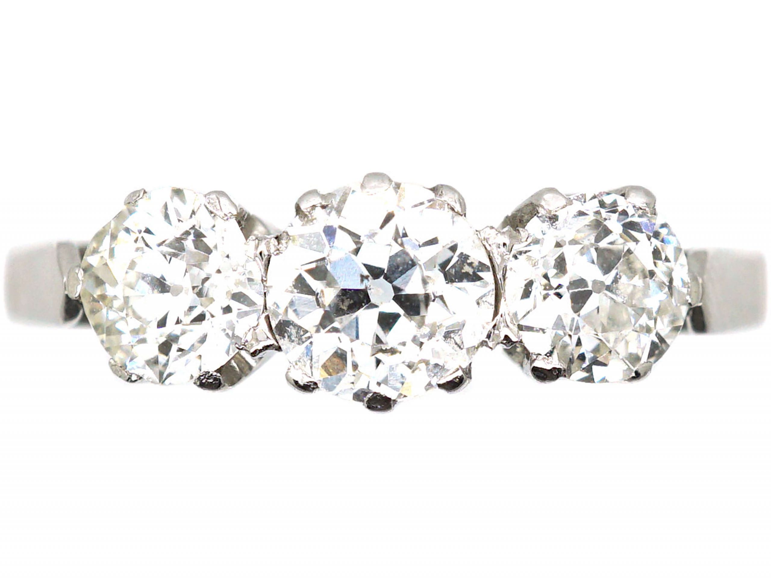 Art Deco Platinum, Three Stone Diamond Ring (411T) | The Antique ...