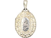 Victorian Oval Silver Locket with Swallow Motif