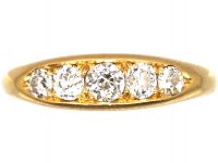 Edwardian 18ct Gold & Diamond Five Stone Boat Shaped Ring