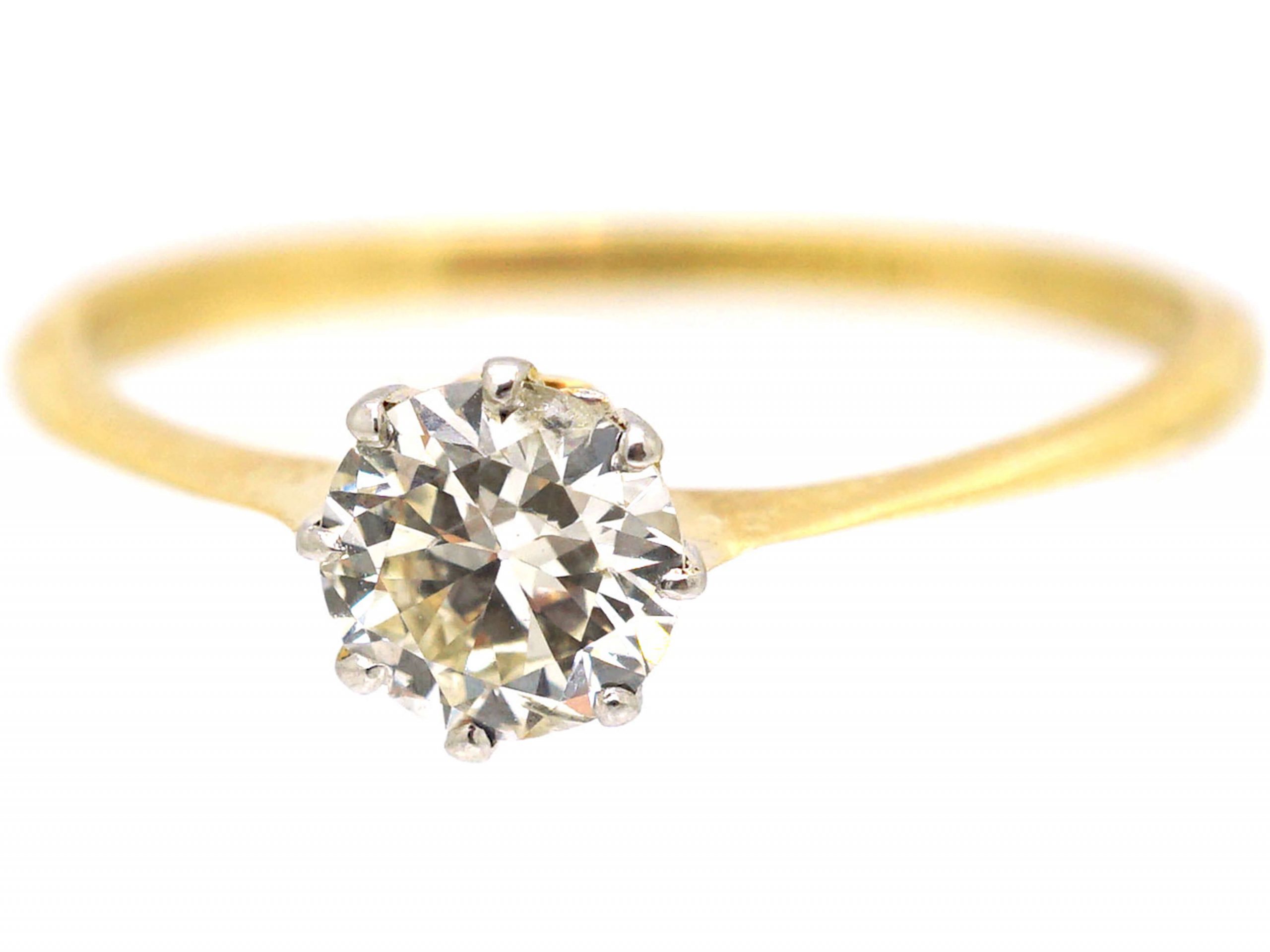 Early 20th Century 18ct Gold & Platinum, Diamond Solitaire Ring (431T ...