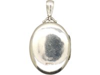 Victorian Oval Silver Locket with Swallow Motif