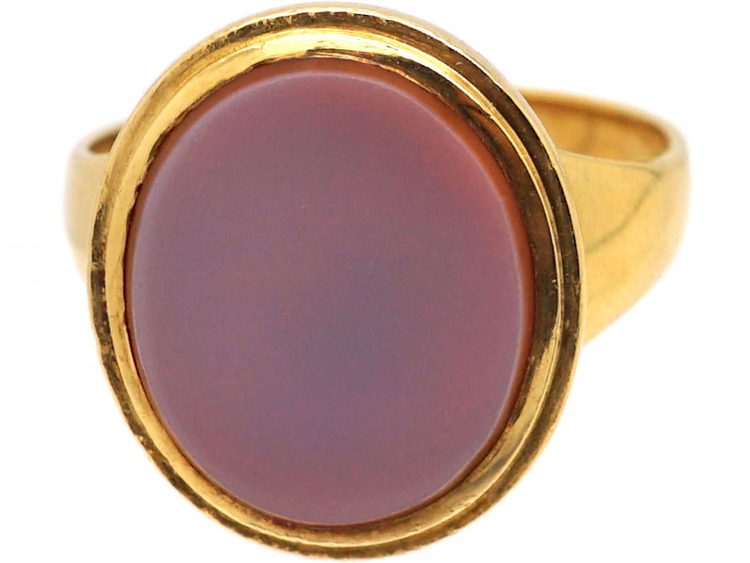 French 19th Century 18ct Gold Signet Ring with Hinged Locket Inside