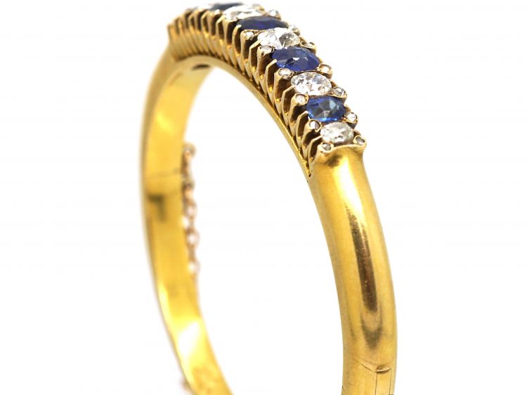 Victorian 18ct Gold Bangle set with Sapphires & Diamonds