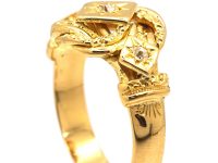 Early 20th Century 18ct Gold Knot Ring set with Three Diamonds