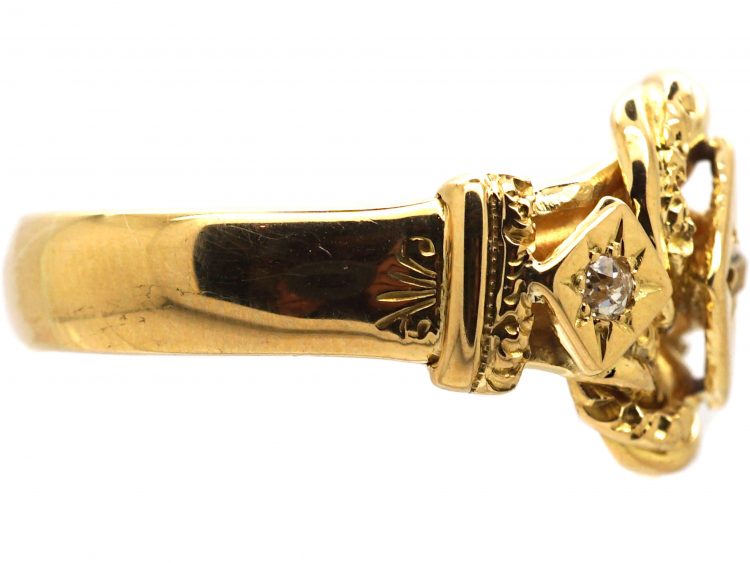 Early 20th Century 18ct Gold Knot Ring set with Three Diamonds