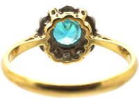 Art Deco 18ct Gold & Platinum,  Zircon & Diamond Cluster Ring