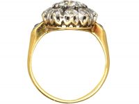 Edwardian 18ct Gold, Diamond Cluster Ring with Diamond Set Shoulders