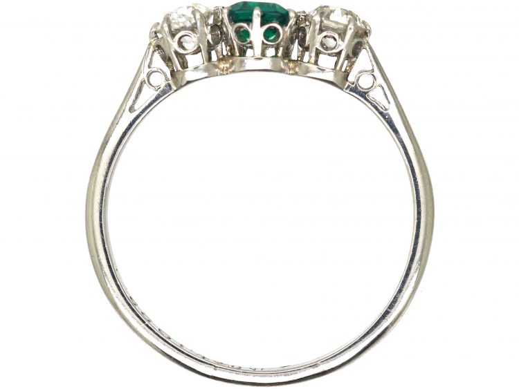 Early 20th Century Emerald & Diamond Three Stone Ring