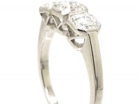 Platinum, Three Stone Asscher Cut Diamond Ring