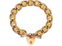 Edwardian 9ct Gold Curb Bracelet with Ivy Leaf Detail