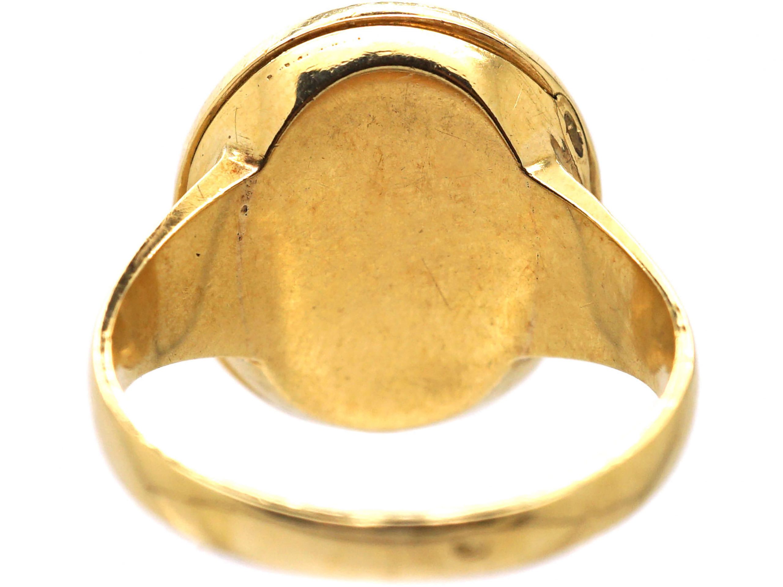 French 19th Century 18ct Gold Signet Ring with Hinged Locket Inside ...