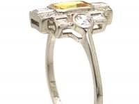 18ct White Gold, Yellow Sapphire & Diamond Ring