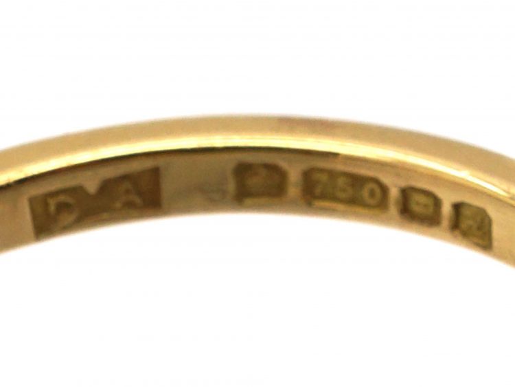 18ct Gold, Domed Nephrite & Diamond Ring