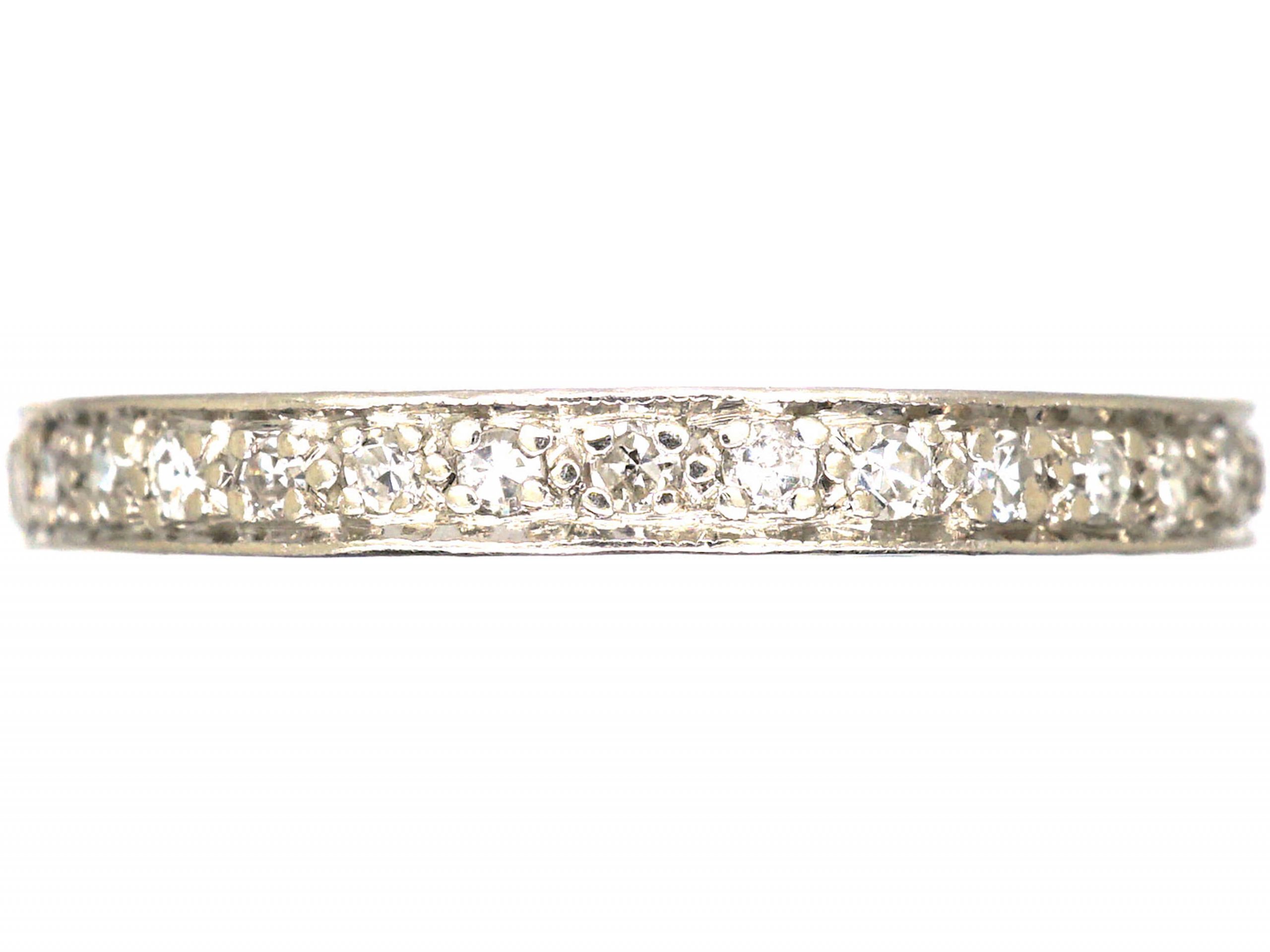 Art Deco Platinum & Diamond Eternity Ring with Engraved Sides (390T ...