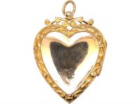 Edwardian 9ct Back & Front Locket Heart Shaped Locket with Rose Sprig Motif