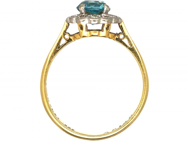 Art Deco 18ct Gold & Platinum,  Zircon & Diamond Cluster Ring