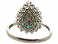 18ct White Gold, Emerald & Diamond Pear Shaped Ring