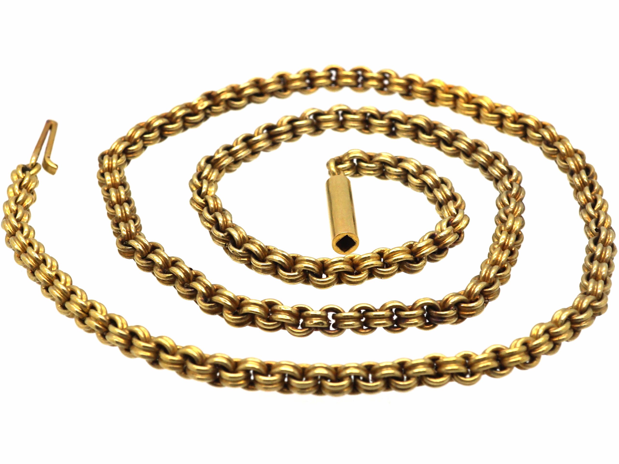 Victorian 15ct Gold Large Link Chain with Barrel Clasp (376T)