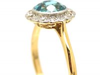 Edwardian 18ct Gold & Platinum, Zircon & Diamond Cluster Ring